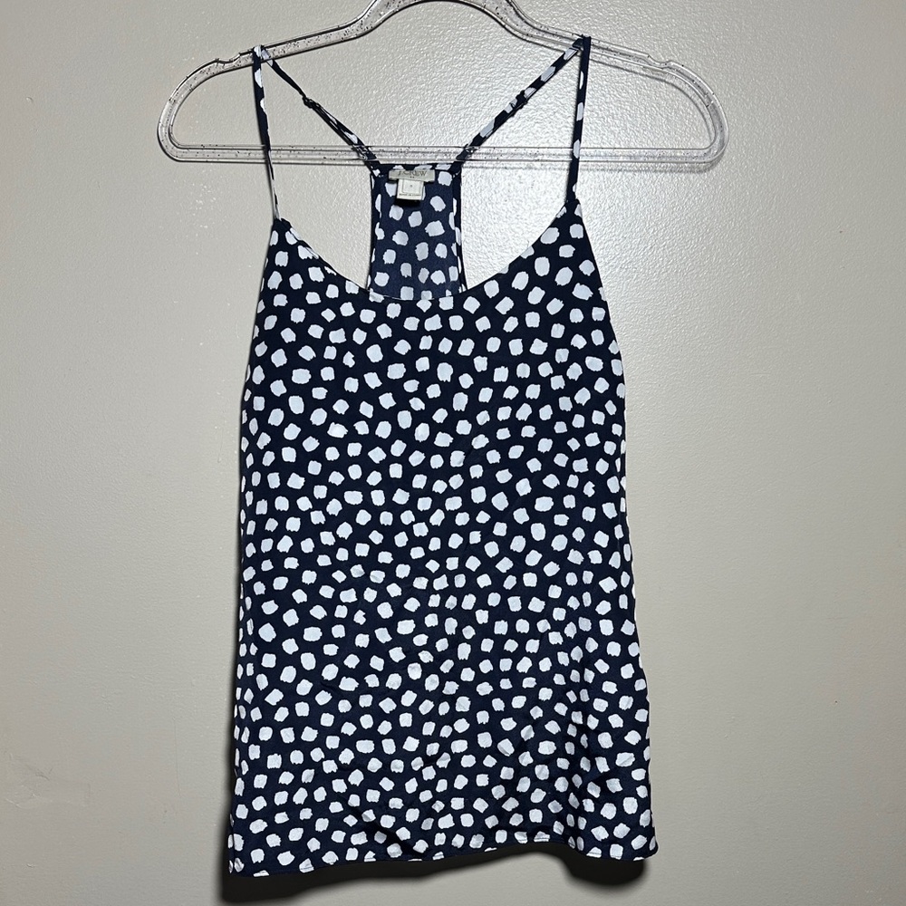 J. Crew Size 6 Navy‎ and White Speckled Tank Top